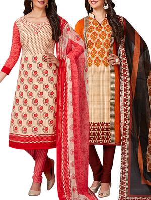 multi colored unstitched combo suit - 15344927 - Standard Image - 1