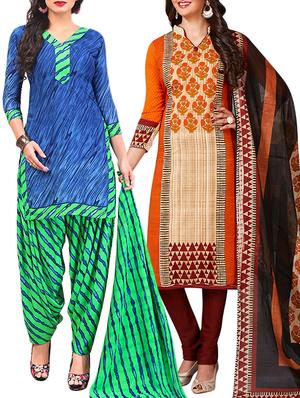 multi colored unstitched combo suit - 15344936 - Standard Image - 1