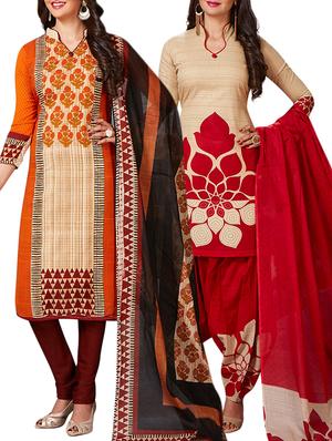 multi colored unstitched combo suit - 15344938 - Standard Image - 1