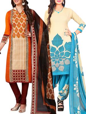 multi colored unstitched combo suit - 15344940 - Standard Image - 1