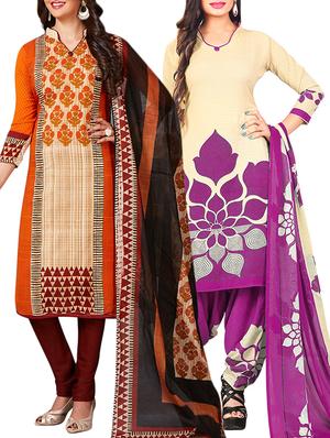 multi colored unstitched combo suit - 15344942 - Standard Image - 1