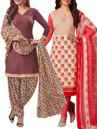 multi colored unstitched combo suit - 15344945 - Very Small Image - 1