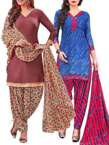 multi colored unstitched combo suit - 15344955 - Very Small Image - 1