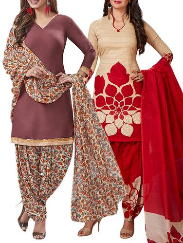 multi colored unstitched combo suit - 15344956 - Very Small Image - 1