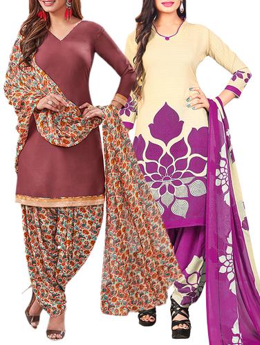 multi colored unstitched combo suit - 15344960 - Very Small Image - 1