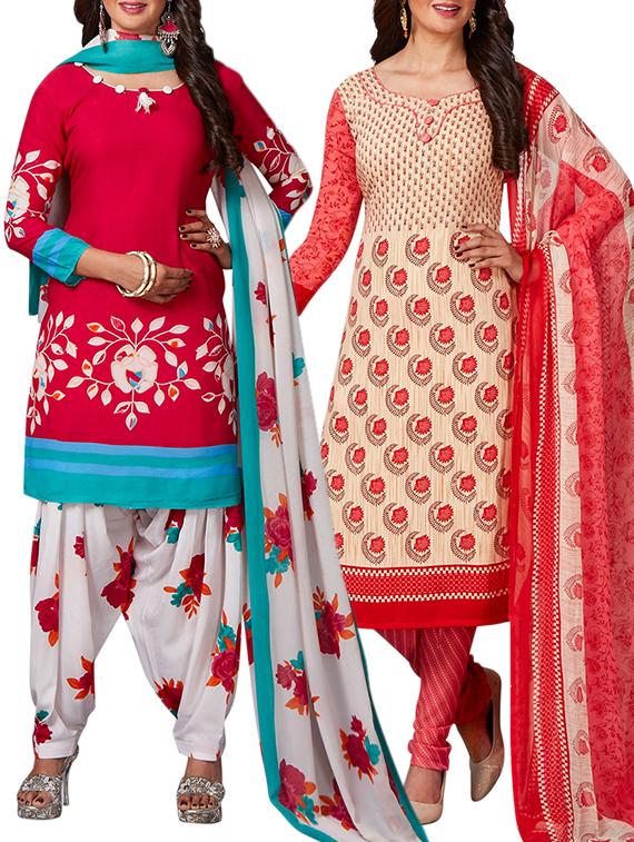 multi colored unstitched combo suit - 15344961 - Zoom Image - 1