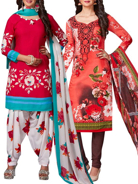 multi colored unstitched combo suit - 15344962 - Zoom Image - 1