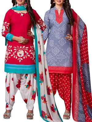 multi colored unstitched combo suit - 15344966 - Standard Image - 1