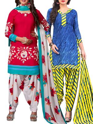 multi colored unstitched combo suit - 15344968 - Standard Image - 1