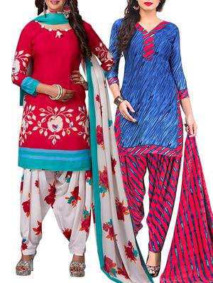 multi colored unstitched combo suit - 15344971 - Standard Image - 1