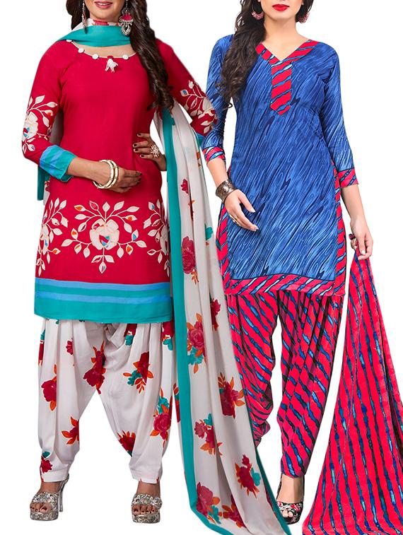 multi colored unstitched combo suit - 15344971 - Zoom Image - 1