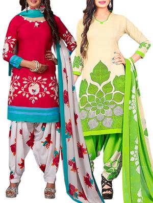 multi colored unstitched combo suit - 15344975 - Standard Image - 1