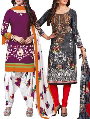 multi colored unstitched combo suit - 15344981 - Standard Image - 1