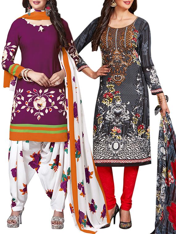 multi colored unstitched combo suit - 15344981 - Zoom Image - 1
