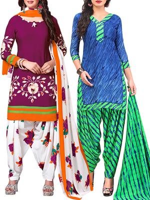 multi colored unstitched combo suit - 15344987 - Standard Image - 1