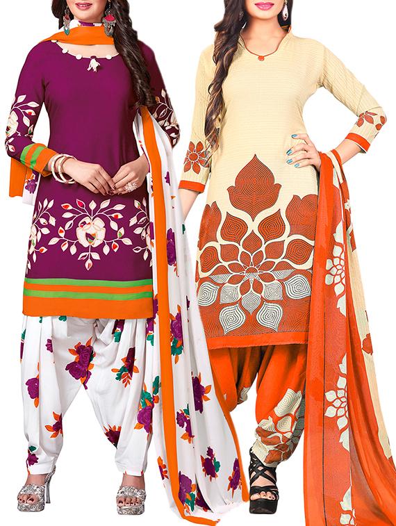 multi colored unstitched combo suit - 15344990 - Zoom Image - 1