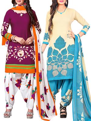 multi colored unstitched combo suit - 15344991 - Standard Image - 1