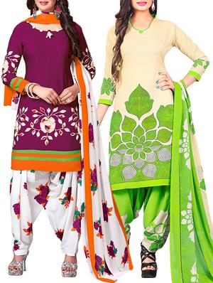multi colored unstitched combo suit - 15344992 - Standard Image - 1