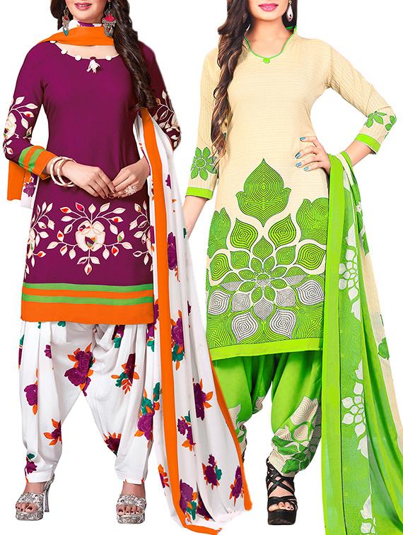 multi colored unstitched combo suit - 15344992 - Zoom Image - 1