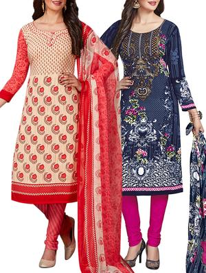 multi colored unstitched combo suit - 15344997 - Standard Image - 1