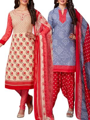multi colored unstitched combo suit - 15344998 - Standard Image - 1