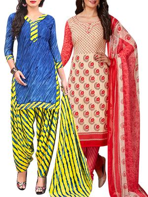 multi colored unstitched combo suit - 15345000 - Standard Image - 1