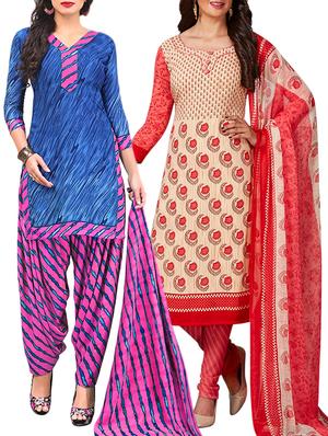 multi colored unstitched combo suit - 15345001 - Standard Image - 1