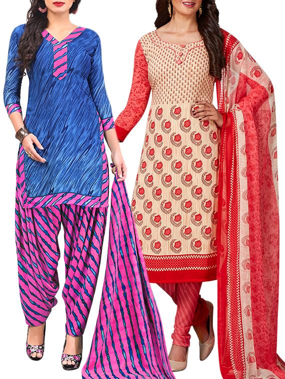 multi colored unstitched combo suit - 15345001 - Zoom Image - 1