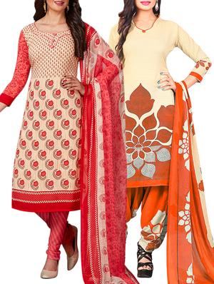multi colored unstitched combo suit - 15345005 - Standard Image - 1