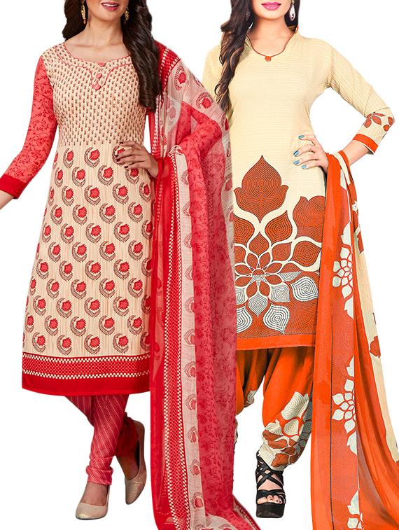 multi colored unstitched combo suit - 15345005 - Zoom Image - 1