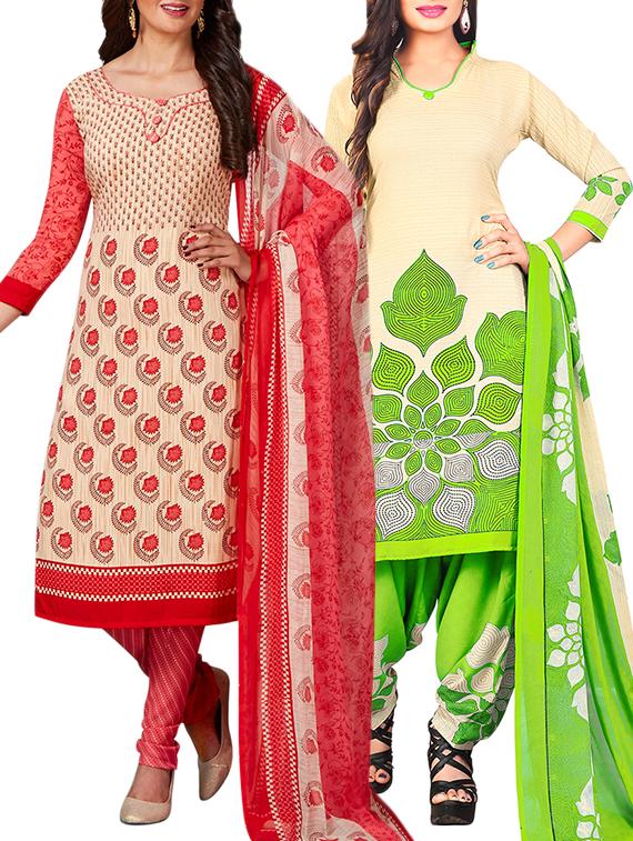 multi colored unstitched combo suit - 15345007 - Zoom Image - 1