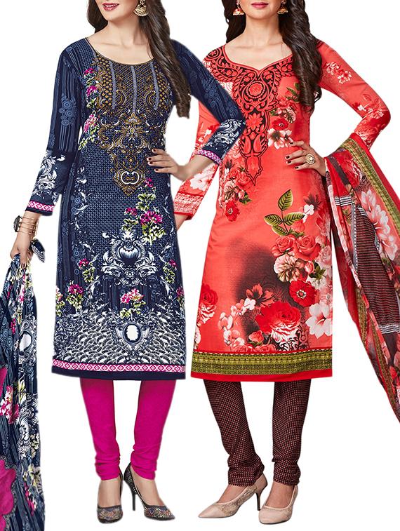 multi colored unstitched combo suit - 15345011 - Zoom Image - 1