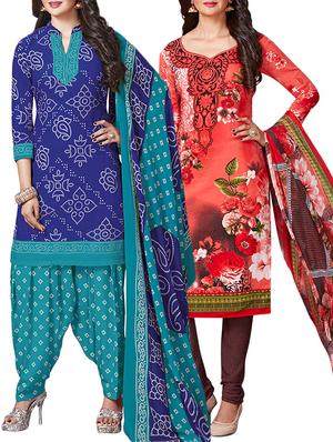 multi colored unstitched combo suit - 15345013 - Standard Image - 1