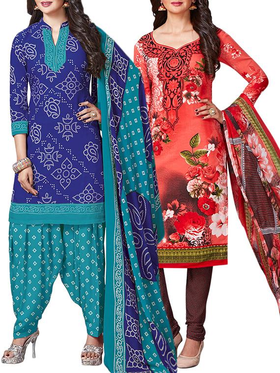 multi colored unstitched combo suit - 15345013 - Zoom Image - 1
