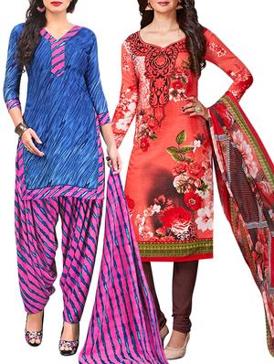 multi colored unstitched combo suit - 15345015 - Standard Image - 1