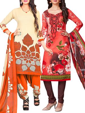 multi colored unstitched combo suit - 15345019 - Standard Image - 1
