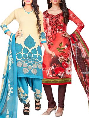 multi colored unstitched combo suit - 15345020 - Standard Image - 1