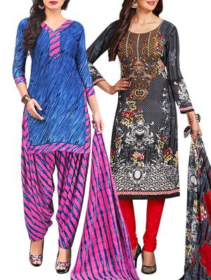 multi colored unstitched combo suit - 15345040 - Standard Image - 1