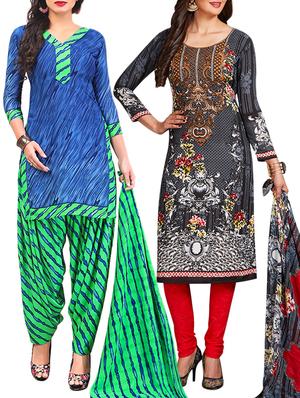multi colored unstitched combo suit - 15345041 - Standard Image - 1