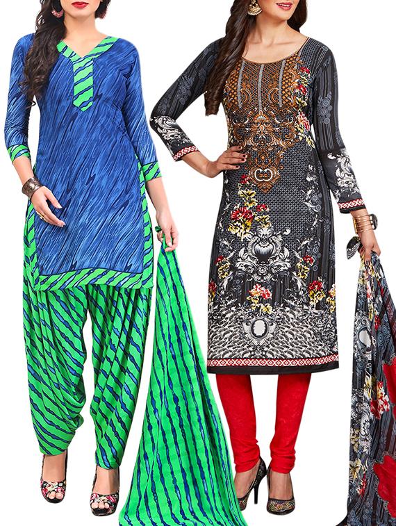 multi colored unstitched combo suit - 15345041 - Zoom Image - 1