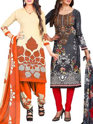 multi colored unstitched combo suit - 15345044 - Standard Image - 1