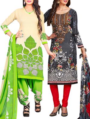 multi colored unstitched combo suit - 15345046 - Standard Image - 1