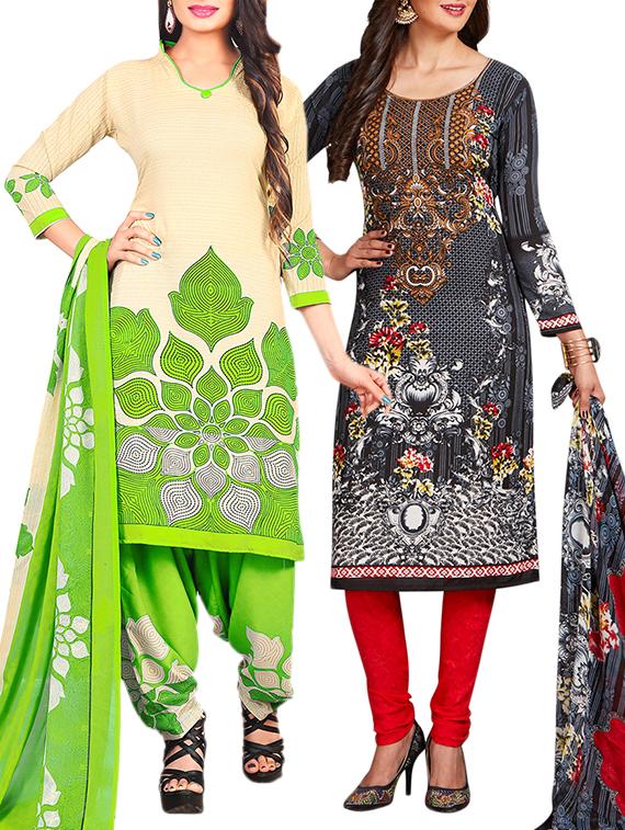 multi colored unstitched combo suit - 15345046 - Zoom Image - 1