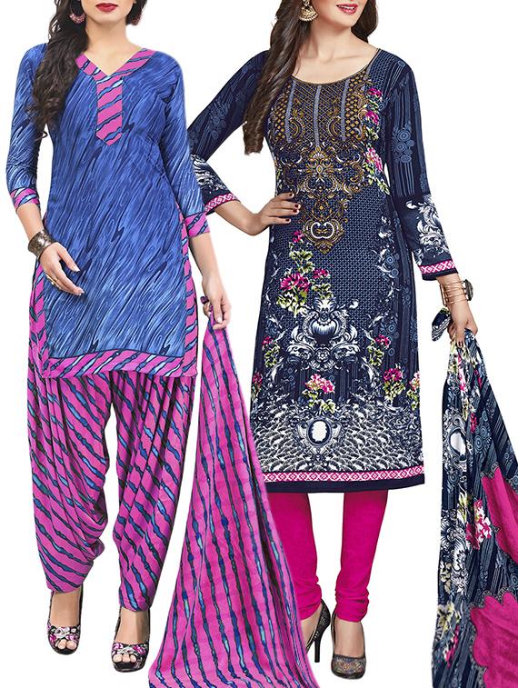 multi colored unstitched combo suit - 15345051 - Zoom Image - 1