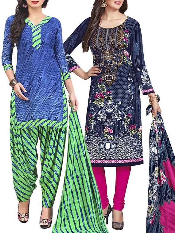 multi colored unstitched combo suit - 15345052 - Zoom Image - 1