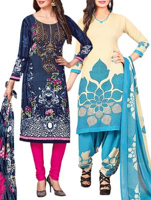 multi colored unstitched combo suit - 15345056 - Standard Image - 1