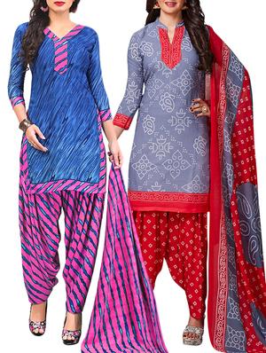 multi colored unstitched combo suit - 15345061 - Standard Image - 1