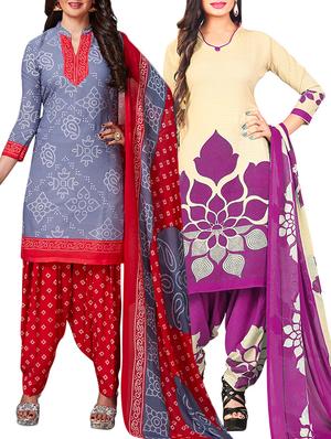 multi colored unstitched combo suit - 15345068 - Standard Image - 1