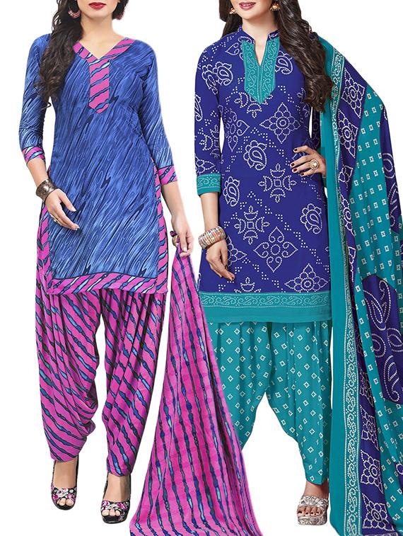 multi colored unstitched combo suit - 15345070 - Zoom Image - 1