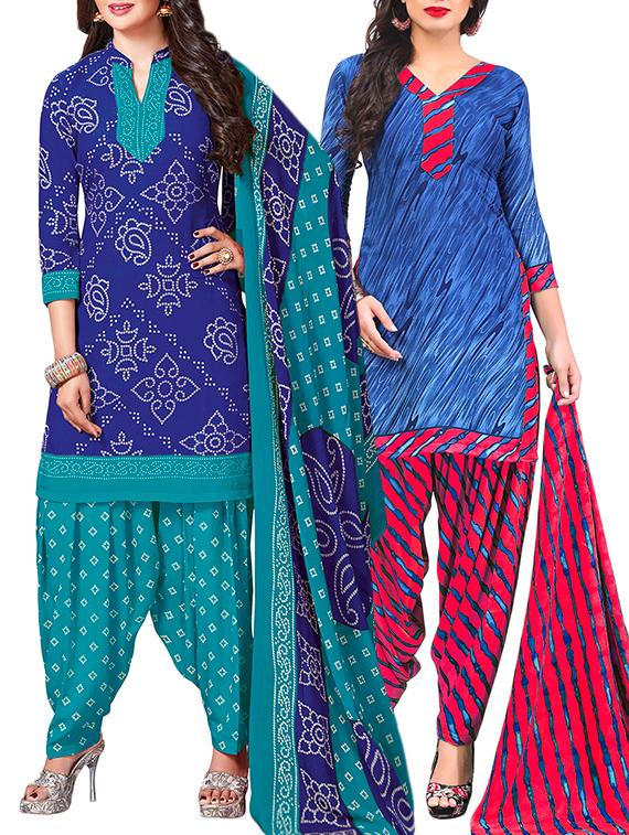 multi colored unstitched combo suit - 15345072 - Zoom Image - 1